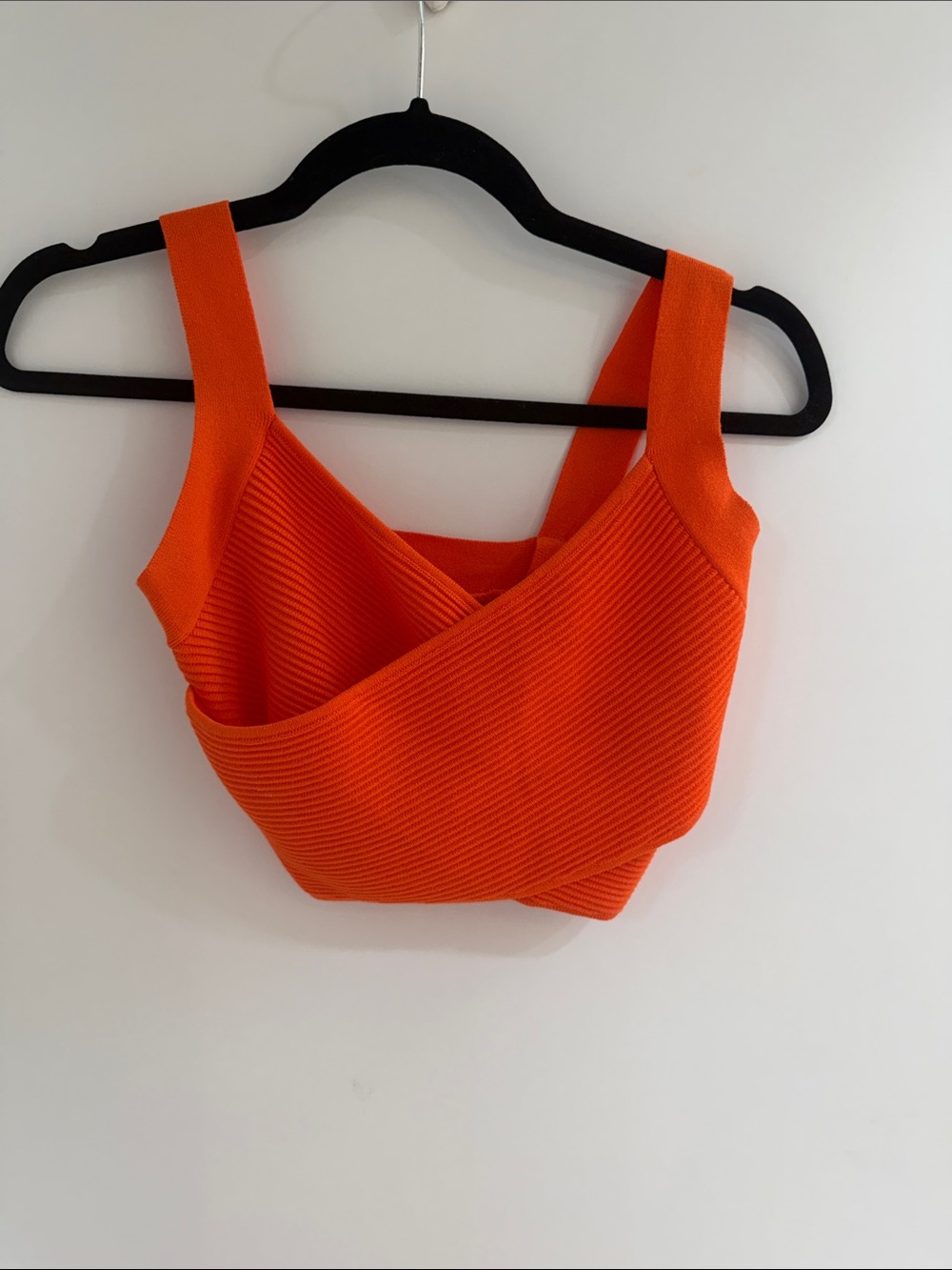 Love Tree Orange Ribbed Wrap Crop Top
